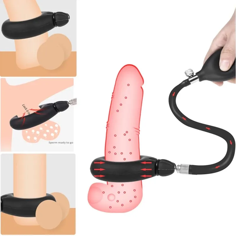 Neue Aufblasbare Penis Ring Verzögerung Ejakulation Erektion Cock Lock Bondage Ball Stretcher Cock Ringe Erwachsene BDSM Sex Spielzeug Für Männer homosexuell — image 1