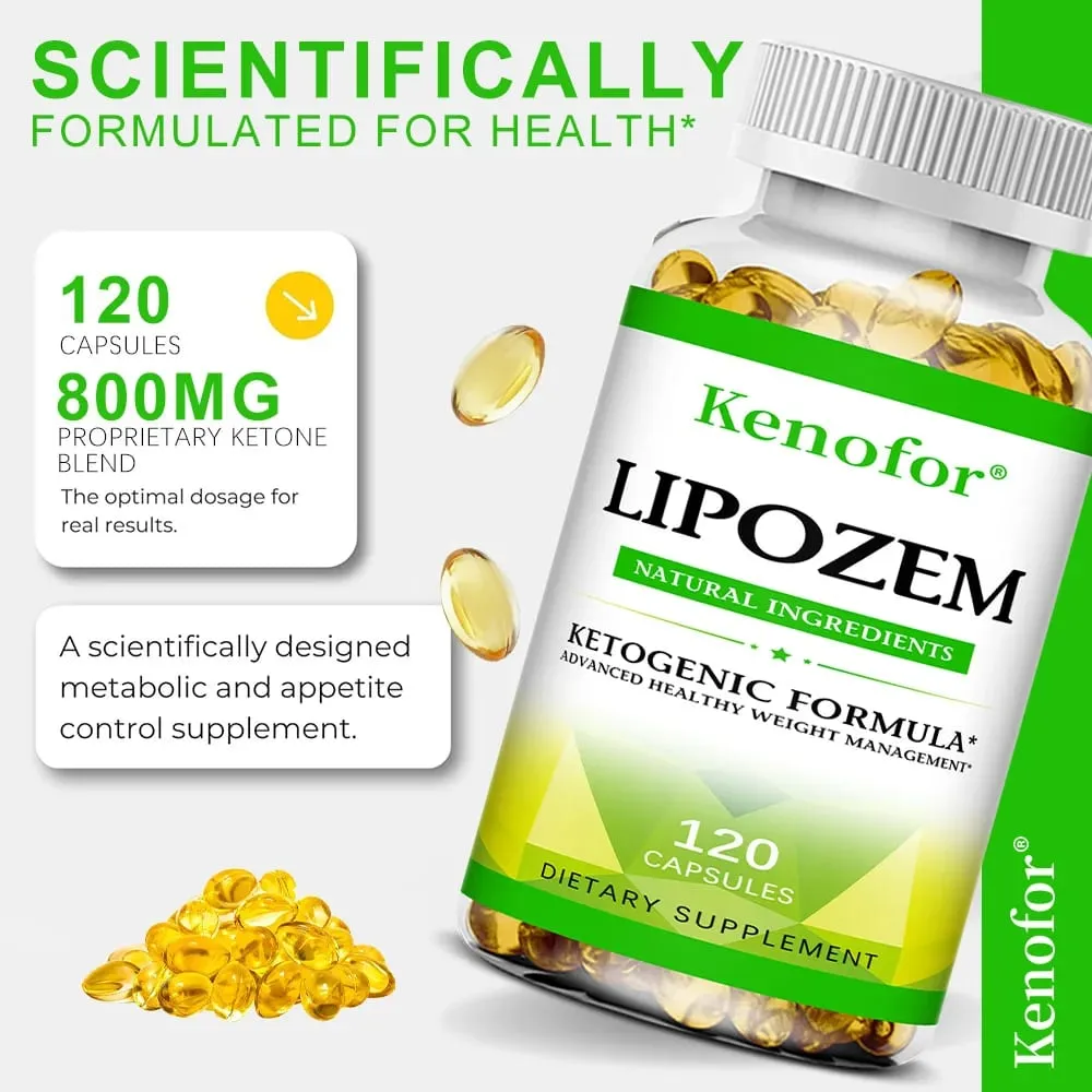 Cápsulas naturais de Lipozem - Saúde digestiva, supressão do apetite, metabolismo, controle de peso