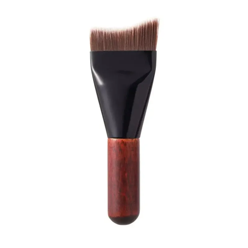 Pincel de base de cauda de peixe ultra fino pincéis de maquiagem líquida alça de grão de madeira plana rosto contorno creme em pó liquidificador — image 8