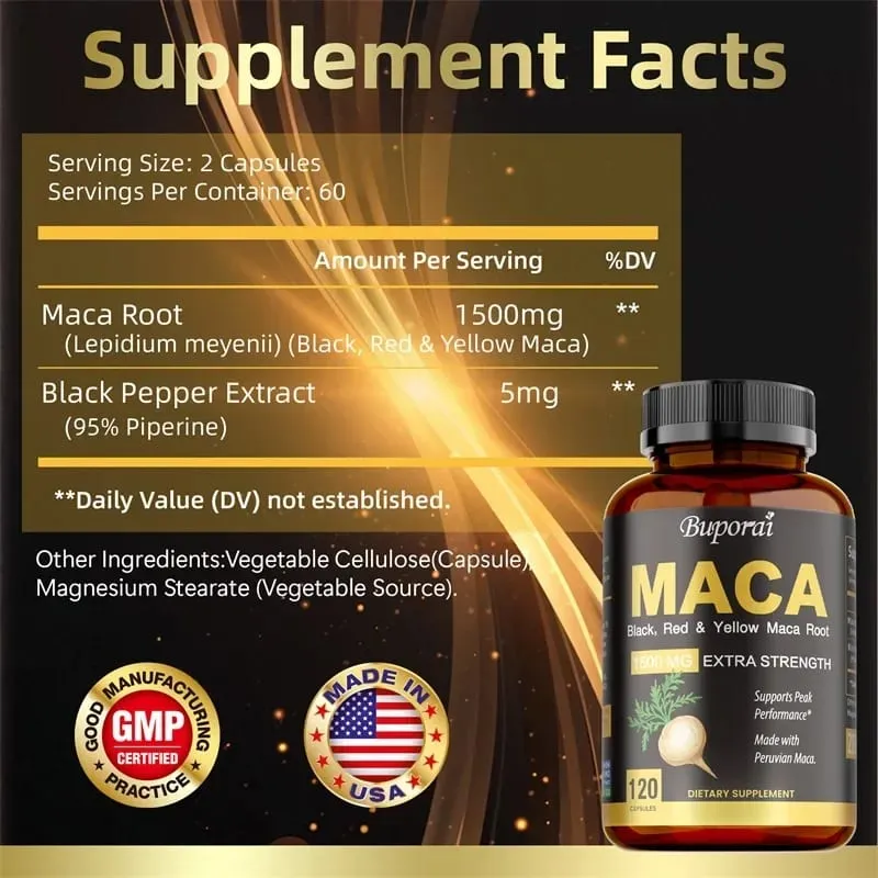 Maca Capsules - Reduce Fatigue Hormone Balance Regulate Mood Improve Athletic Performance Increases Energy and Endurance — image 3