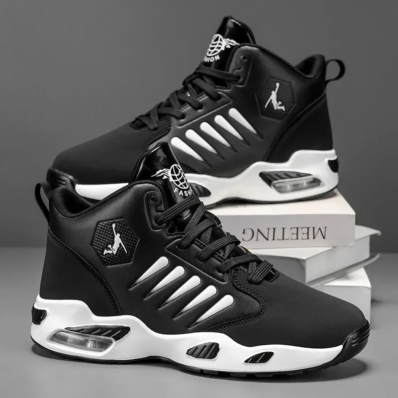 Men's High-Top Basketball Shoes Feature a Breathable Mesh Design for Maximum Comfort Outdoor Shock-Absorbing Running Shoes High-Rebound Cushioning Technology Make Running Smoother and More Comfortable Enhance Support Stylish White Design Su — image 2