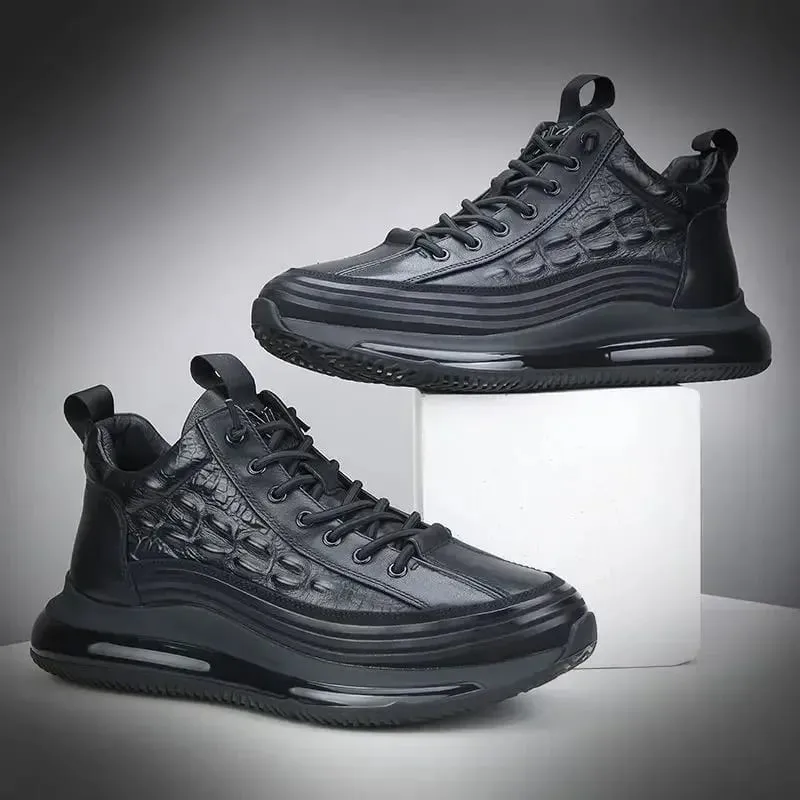 2026 ฤดูใบไม้ร่วงรูปแบบจระเข้ผู้ชายรองเท้าผ้าใบ Lace Up Casual Platform Vulcanized รองเท้าชาย Anti-SLIP Zapatillas Hombre
