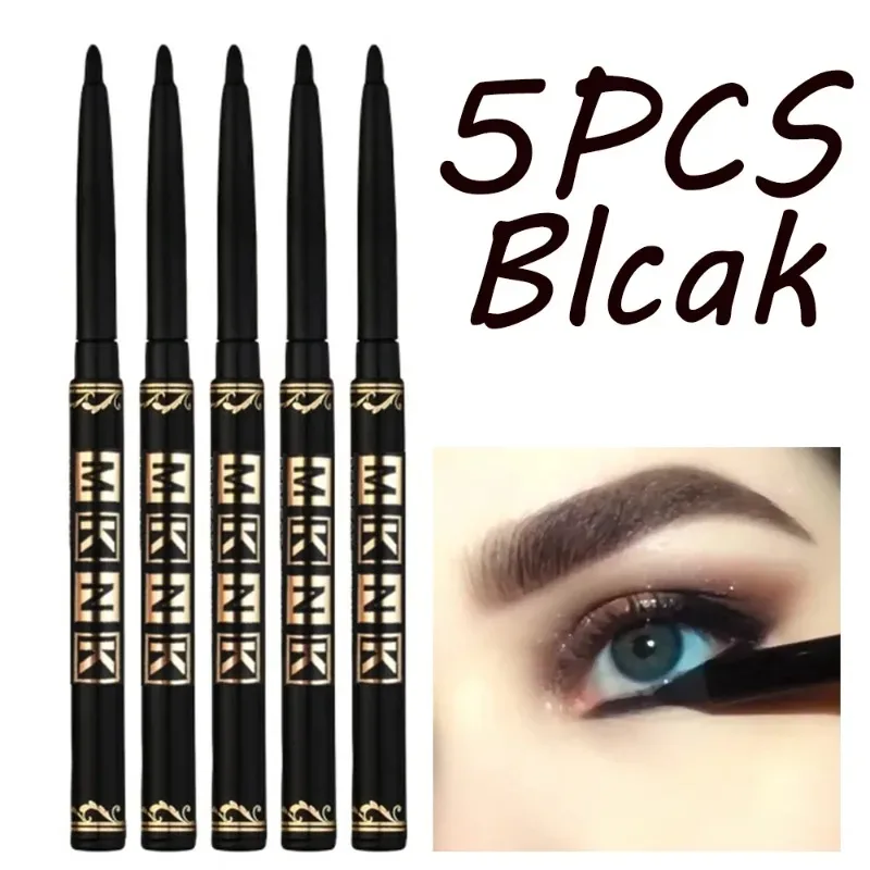 1-12pcs Pensil Celak Hitam Kalis Air Kalis Calit Aplikasi Mudah Dipintal Gel Mata untuk Solekan Mata Punk Tebal Mesra Permulaan — image 8