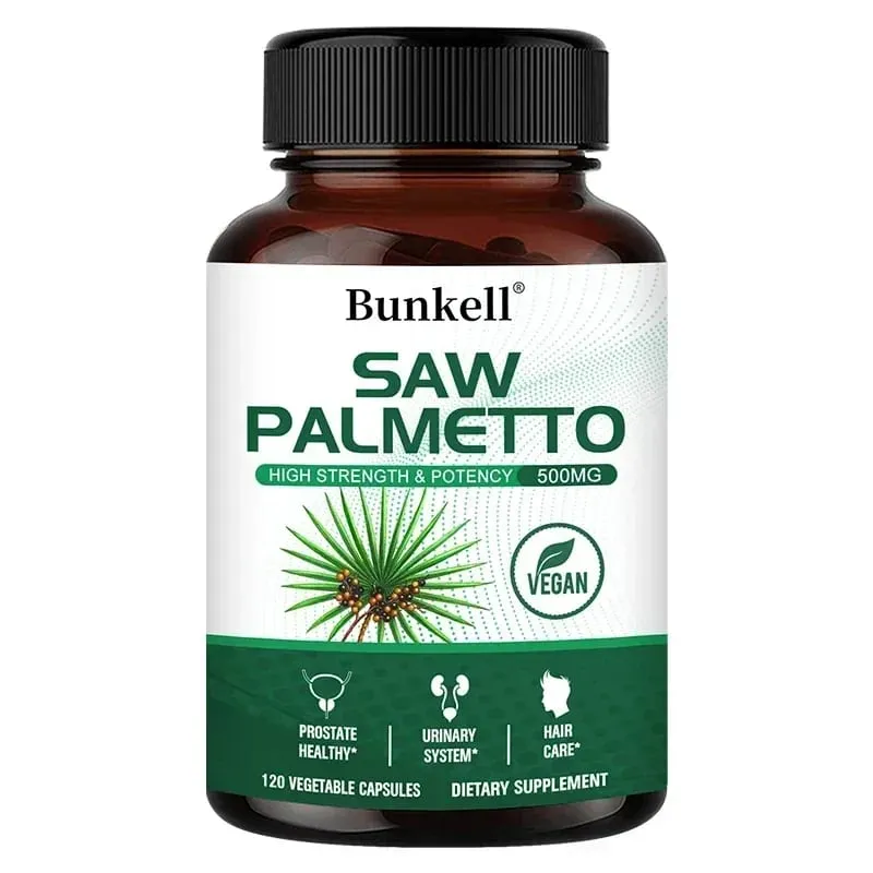 Saw Palmetto Capsules - Promotes Prostate Health Urinary Tract Support Reduces Hair Loss - Vegan