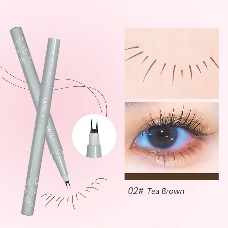 Eyeliner Cair Cakar Ganda Ultratipis 2 Ujung Garpu Tahan Air Pensil Eyeliner Bulu Mata Bawah Cepat Kering Riasan Mata Tahan Keringat — image 8