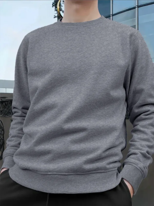 Jersey de cuello redondo para hombre, sudaderas grandes de Color sólido, camisetas para correr al aire libre para primavera y otoño, sudaderas con capucha informales para hombre, ropa de calle — image 3