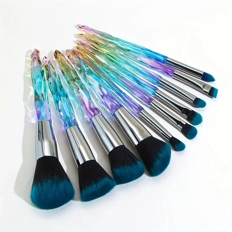คริสตัลสีม่วง Handle ชุดแปรงแต่งหน้าผมสังเคราะห์นุ่ม Foundation Blush Eye Shadow แปรงเครื่องสำอาง Kit — image 4