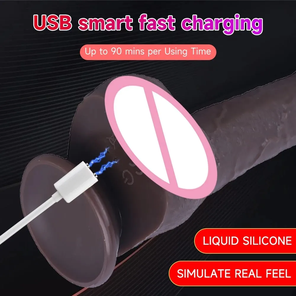 Teleskopopvarmning Realistisk Dildo Vibrator Fjernbetjening Big Penis Massager Vaginal Anal Onani 18 Voksen Sexlegetøj Kvinder — image 6