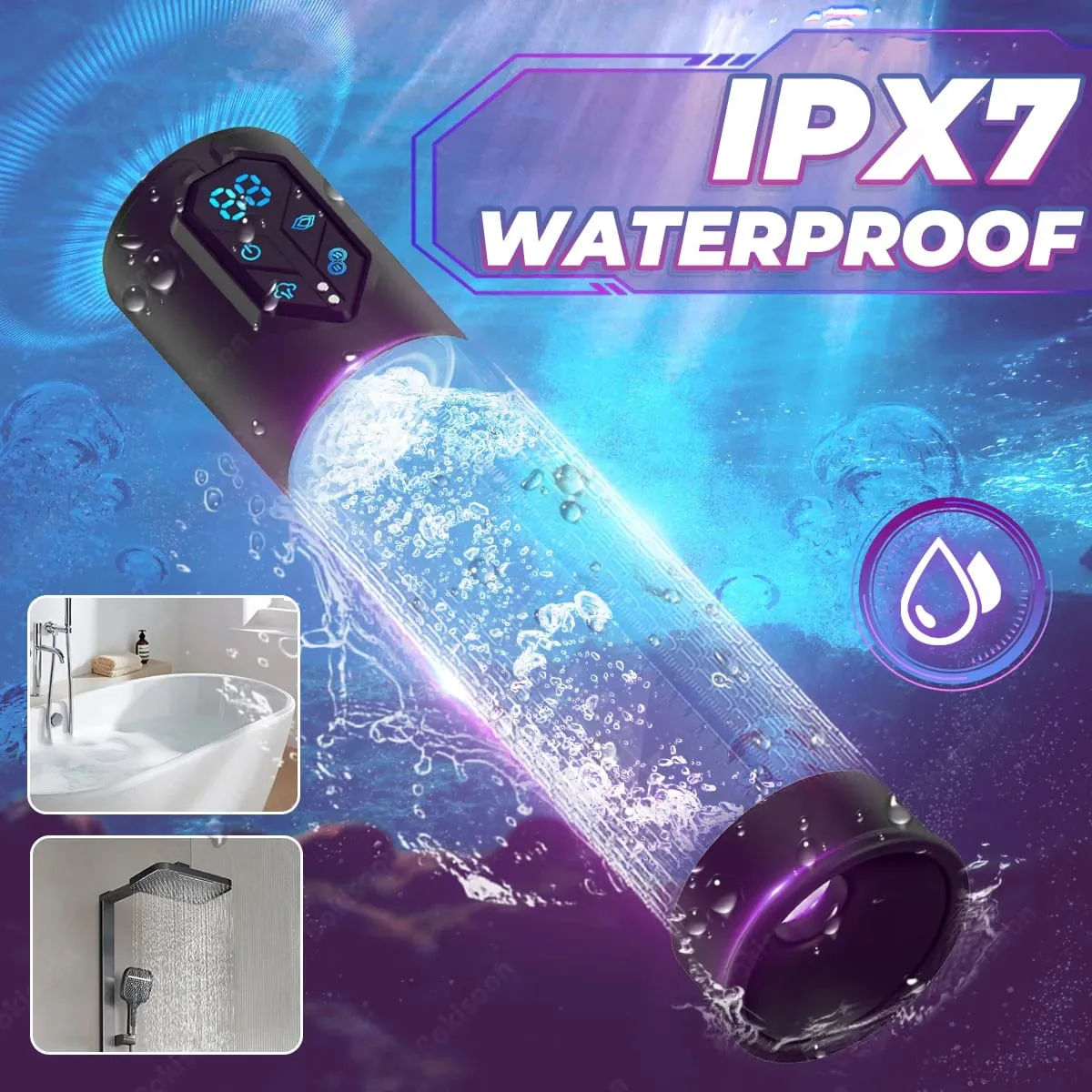 IPX7 Vandtæt elektrisk pumpe Peniserektionsforstørrelse Automatisk vakuumpumpe til mænd 4 suge onanerende sexlegetøj til mænd — image 4