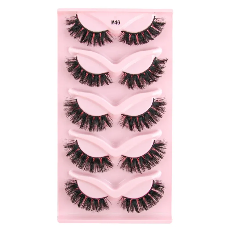 Mezze Ciglia Cat Eye Ciglia 3/5/10 Paia Ciglia Finte Soffici Morbide Aspetto Naturale Fascia Trasparente 3D Ciglia di Visone Estensione trucco