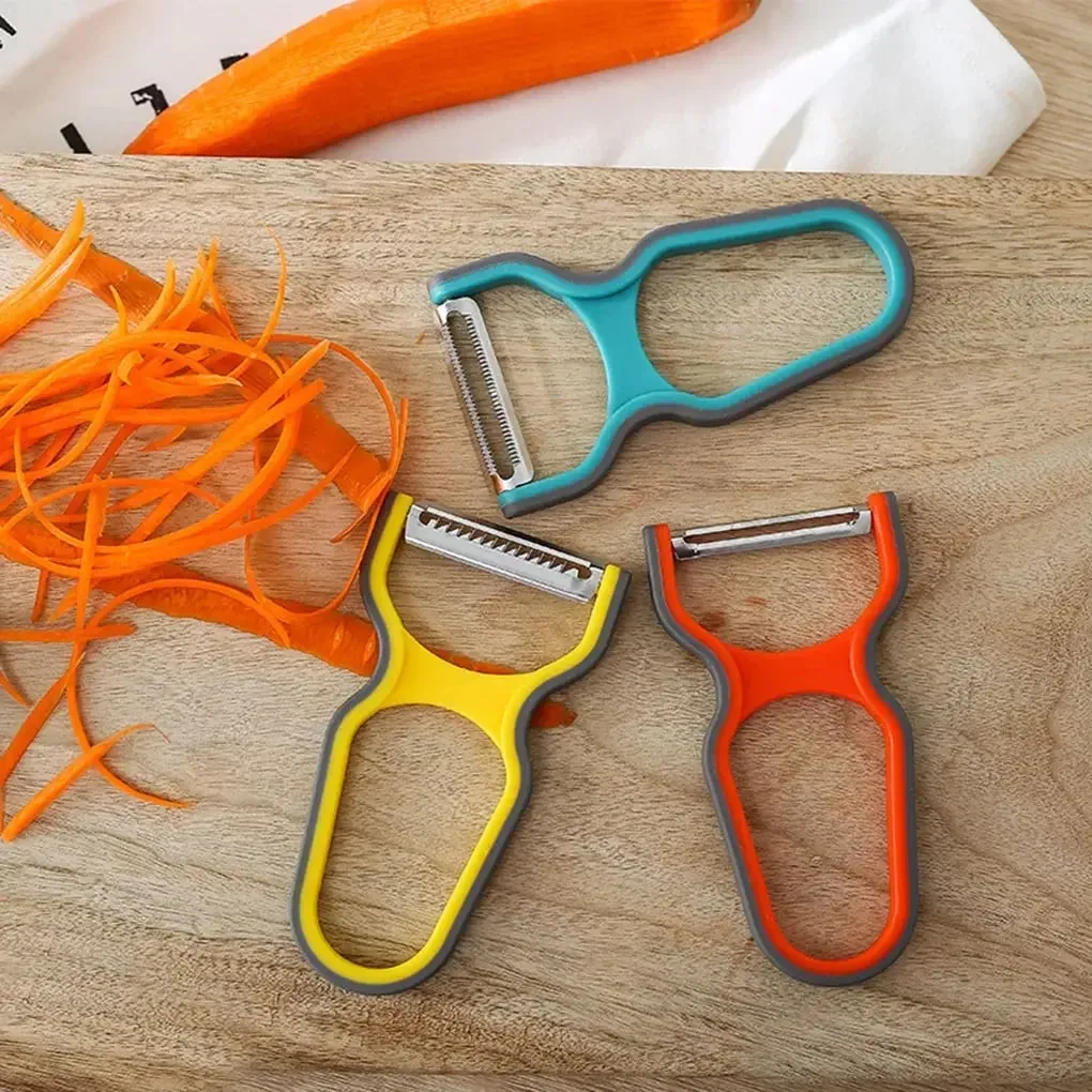 3st rostfritt stål multifunktions potatisskalare Frukt Grönsakshackare Mini Spud Skiv rivjärn Set Slumpmässig färg Köksverktyg — image 2
