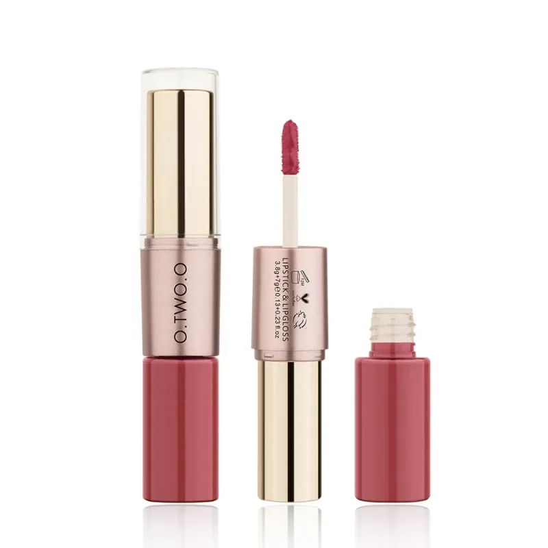 O.TWO.O 2 in 1 Matte Lippenstift Lipgloss Kosmetik Wasserdicht Pintalabios Batom Mate Lippen Make-up Rouge 12 Farben Lippenstift — image 4