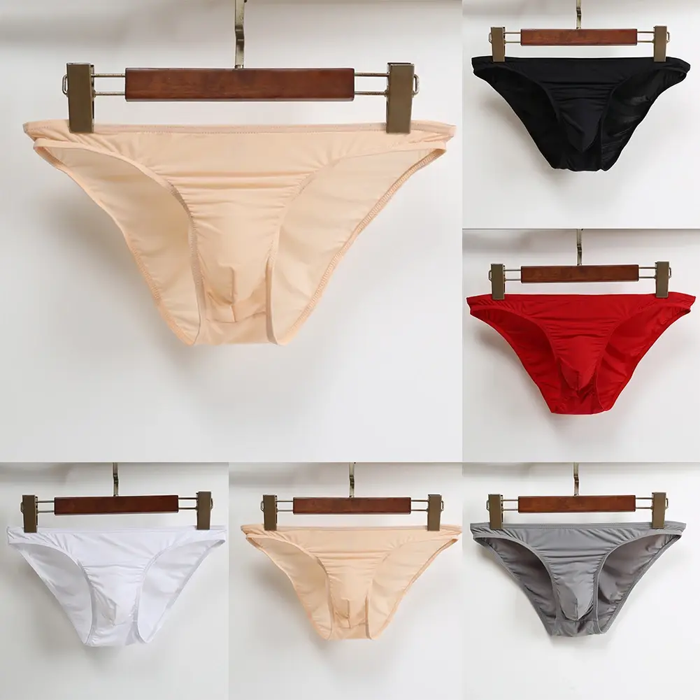 Uomini sexy rigonfiamento slip slip mutande mutandine bikini tinta unita slip trasparenti intimo pompa uomo mutandine lucide — image 6