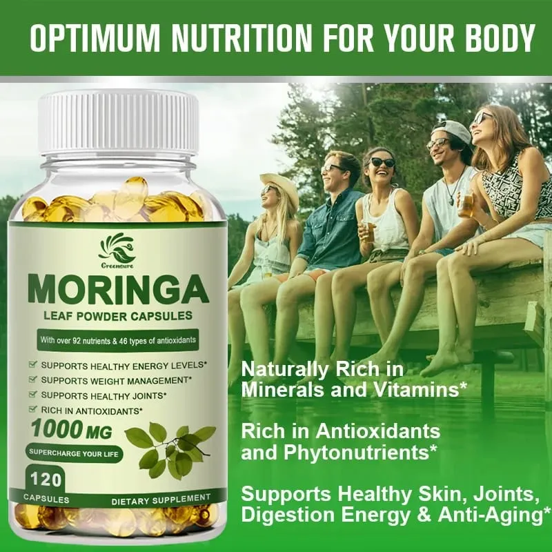 Greensure Moringa Oleifera 1000 mg Kapseln Extra Potenz 50:1 Extrakt Energetisierendes Antioxidans 60/120 Vegetarische Kapseln — image 4