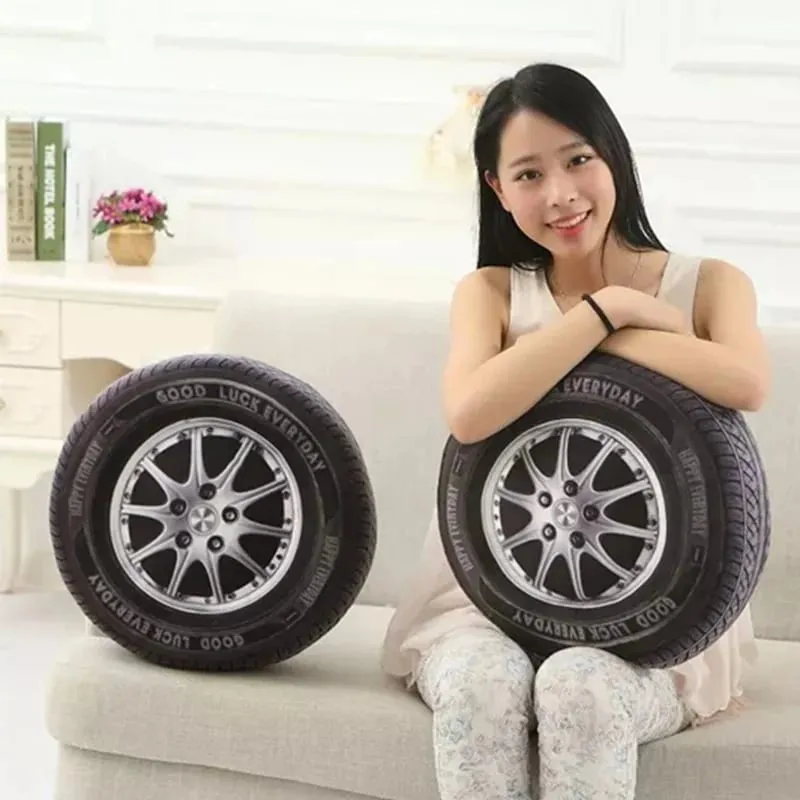 3D imitacja opony samochodowej pluszowa poduszka realistyczny nadruk poduszka na koło kreatywna zabawna Sofa rzuć poduszka Auto entuzjasta wystrój prezent — image 4