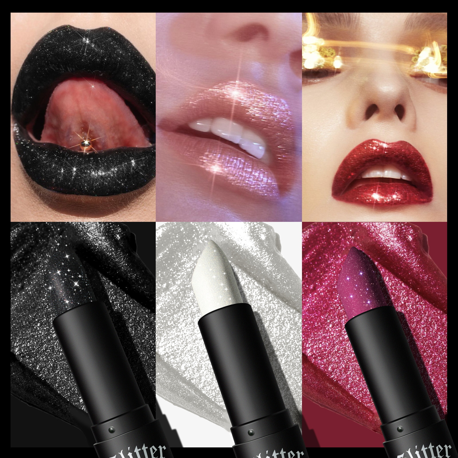7Colors Glitter Lipstick Waterproof Long Lasting Diamond Pearlescent Metallic Lipstick Black Lipgloss Women Lips Makeup Cosmetic — image 4