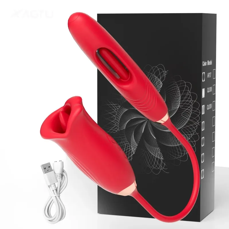 Thrusting Sucking Vibrator for Women Tongue Licking Nipple Clit Stimulator G-spot Dildo Massager Love Egg Sex Toys Couples