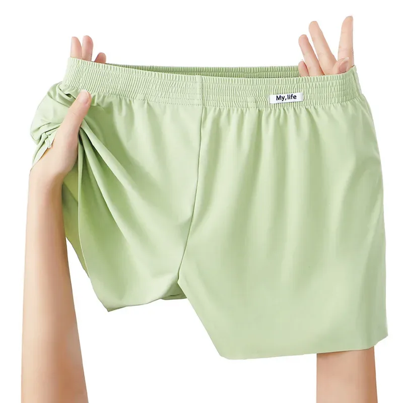 Pantaloncini boxer allentati setosi in raso di grandi dimensioni da uomo Estate sottile biancheria intima di seta di ghiaccio freddo Arrow Pant Seemless pigiami da notte mutandine — image 10