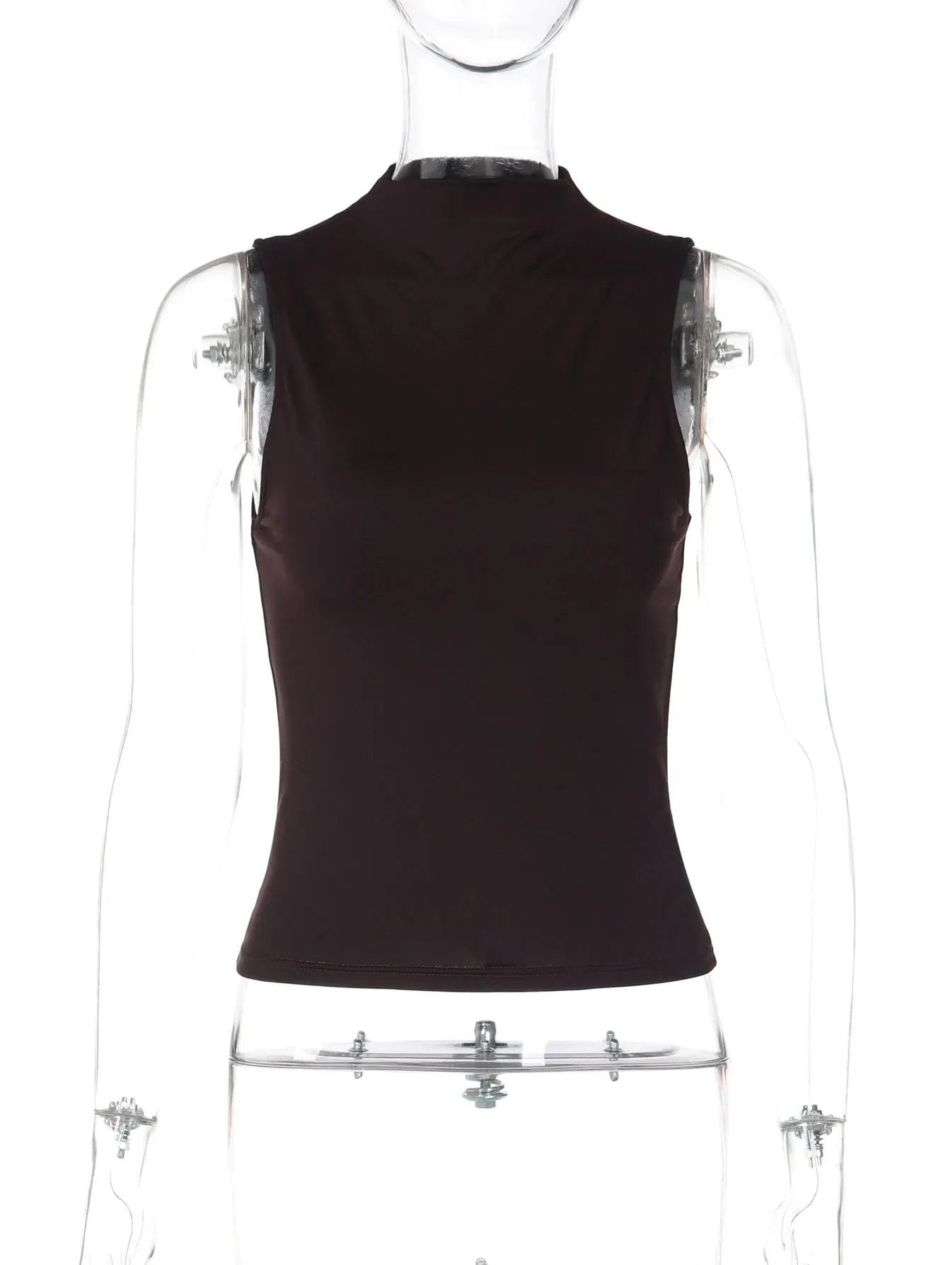 Hugcitar Damen Fashion Solid Rollkragen Solide Sexy Crop Tank Top Sommer Weibliche Casual Outfit Streetwear Party Großhandel — image 6