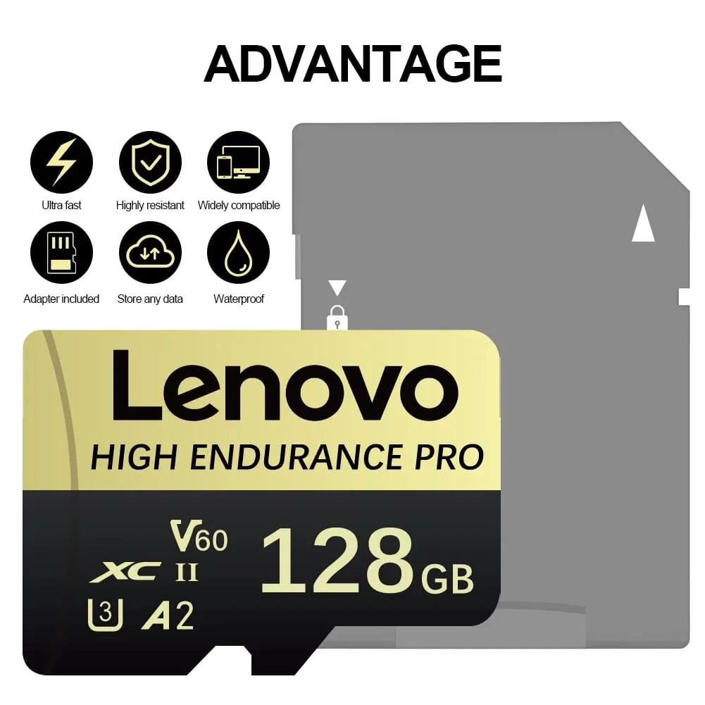 Kad Memori SD Mini Kelas 10 Berkelajuan Tinggi Lenovo 256GB Kad TF Mikro untuk Telefon Pintar - 32GB 64GB 128GB 256GB 512GB Pilihan Tersedia — image 2