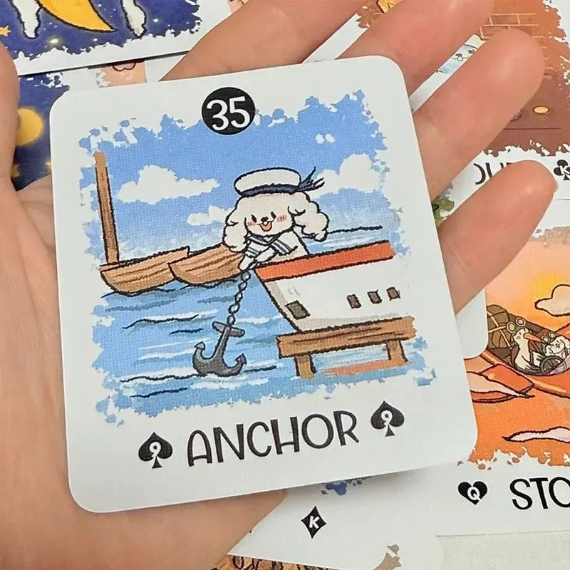 Boji Blog Lenormand Deck 영어 버전 39pcs 타로 애호가를위한 운명 점 타로 카드를 통한 토끼의 여행 — image 3