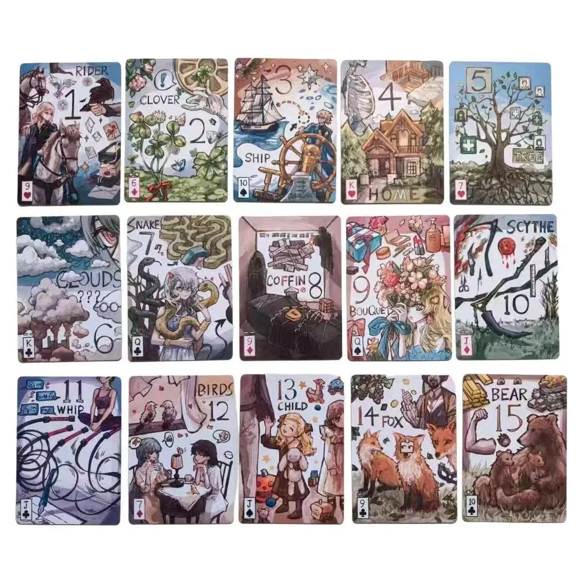 Jeu de table simple primitif Lenormand, jeu de cartes de tarot de 44 pièces pour la divination et la divination — image 2