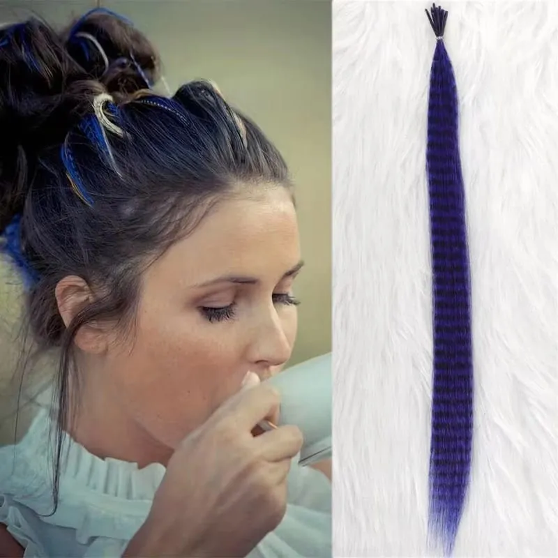 10-Piece Rainbow Synthetic Feather Extensions Multicolor 16-Inch Hair Add-ons Suitable for Women — image 7