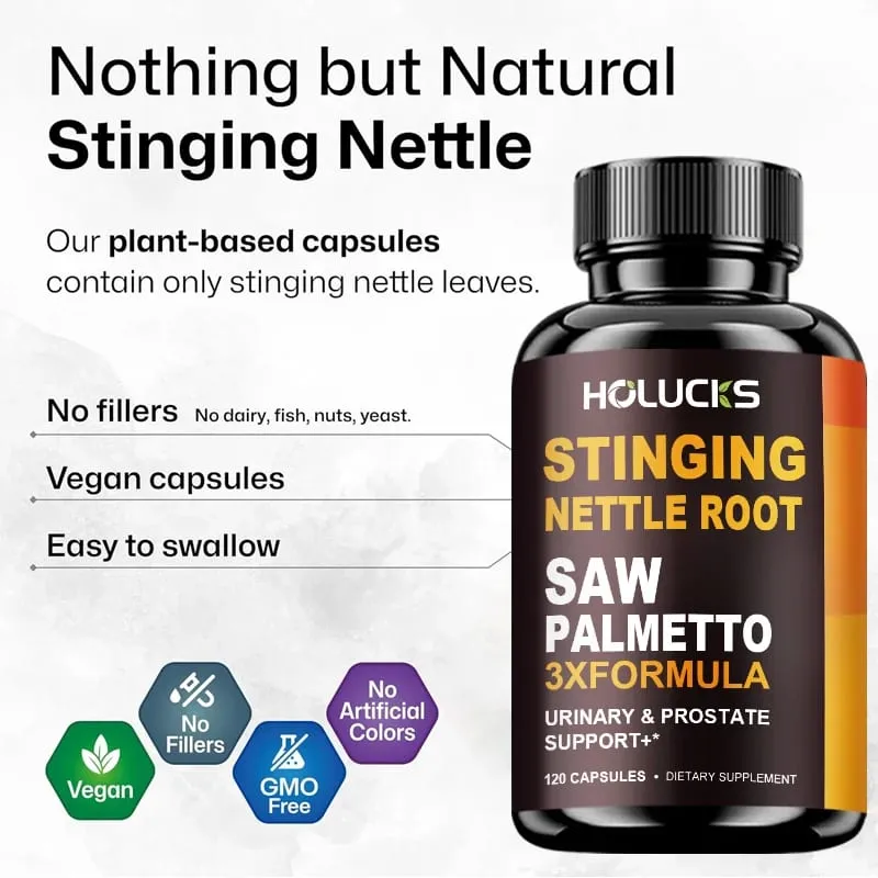 Le capsule di radice di ortica e saw palmetto aiutano a promuovere la salute della prostata, la crescita dei capelli, il supporto del tratto urinario, formula premium