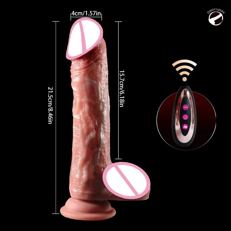 Dildo Vibrator Realistik Teleskopik Penembusan Faraj Wanita Melancap Palam Dubur Zakar Dipanaskan Bergetar Mainan Seks untuk Wanita — image 11