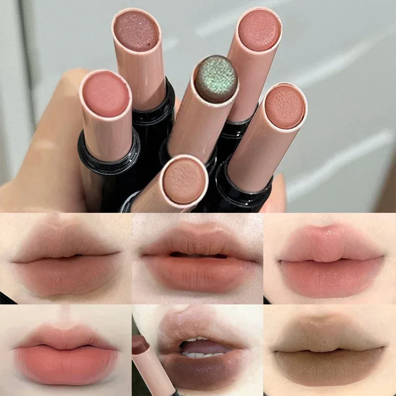 1Pc Matte Red Brown Lipstick Waterproof Matte Shimmer Lipstick Nude Lip Gloss Natural Rouge Balm Long-lasting Makeup Stick — image 5
