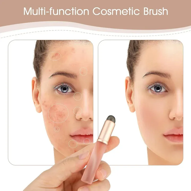 Pincel de labios de silicona, pinceles para difuminar de cabeza redonda pequeña, pincel de labios cubierto a prueba de polvo, herramientas de maquillaje corrector de lápiz labial multifuncional — image 5