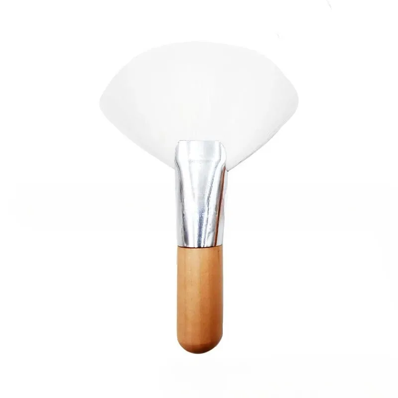 Mini pinceau de maquillage, esthéticien doux, nettoyage cosmétique, petit manche court en bois blanc, pinceaux en éventail en fibres synthétiques pour le visage