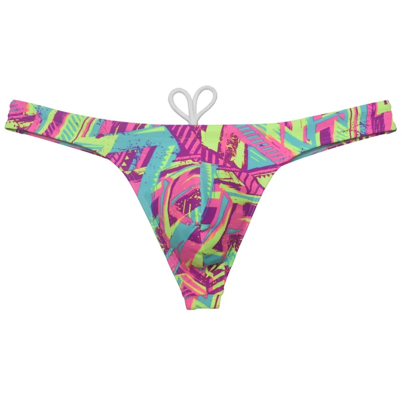 Sexy Swim Thong Men's Swimwear Bikini Briefs Drawstring Quick-dry Elastic Underwear Pouch Beach Tangas Surfing Poolside — image 2