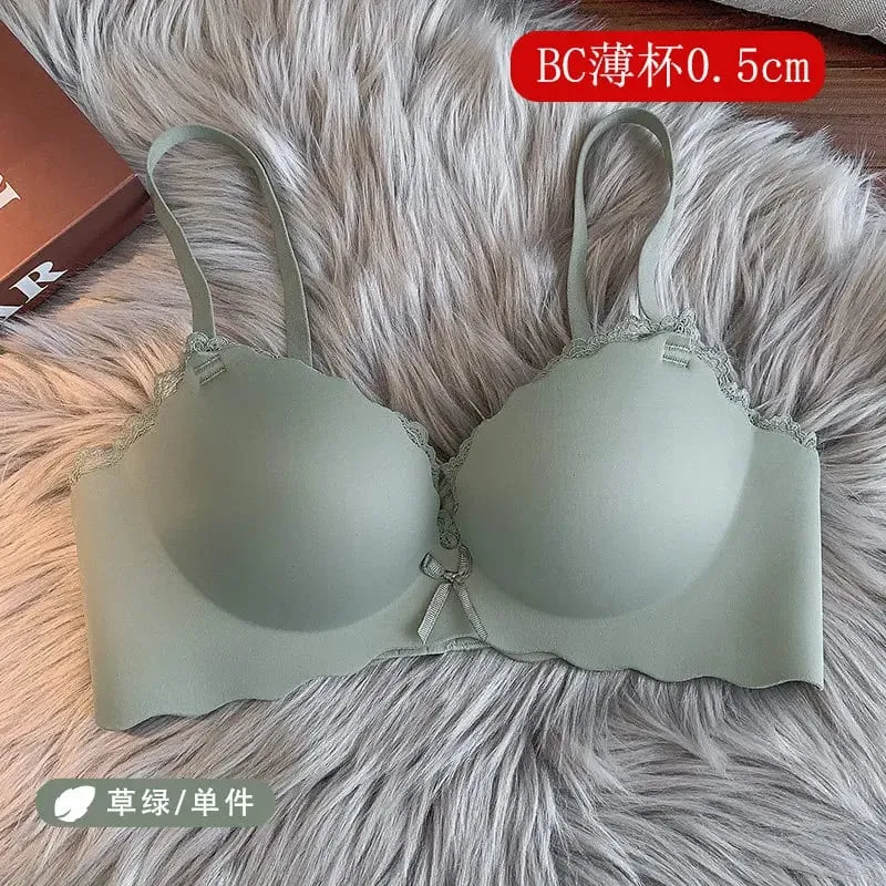 セクシーDrahtloses, nahtloses BH-Set für Damen, einteiliger Push-Up-Büstenhalter, kleine Brust, seitliche Unterstützung, Anti-Sag, weiche Damenunterwäsche — image 10