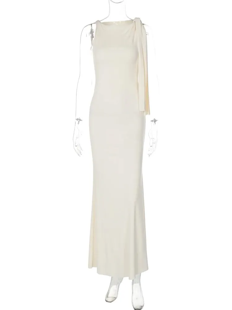 Hugcitar moda solidna O Neck bez rękawów Patchwork seksowna Bodycon Maxi sukienka na studniówkę letnie ubrania damskie Party Festival Club Y2K — image 6