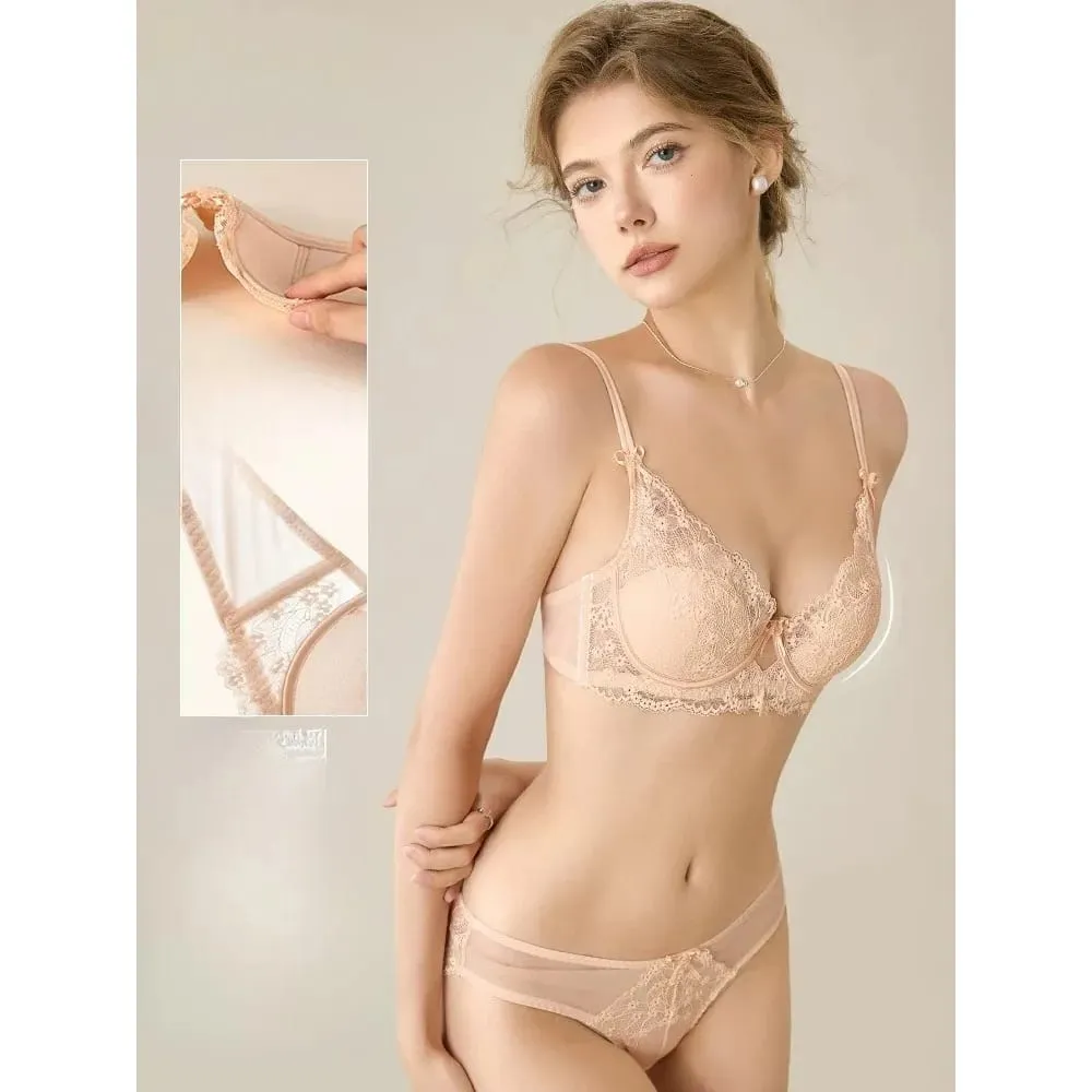 סט חזיית תחרה לנשים בכיסוי מלא דק מזעור Push-Up Anti-Sag הלבשה תחתונה רכה לחזה גדול לנשים קורבי יום מזדמנים — image 5