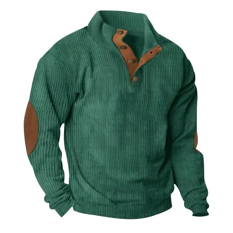 Męska bluza z długim rękawem Cargo American Splicing Patch Pullover Męska kurtka outdoorowa sztruksowa z długim rękawem — image 3