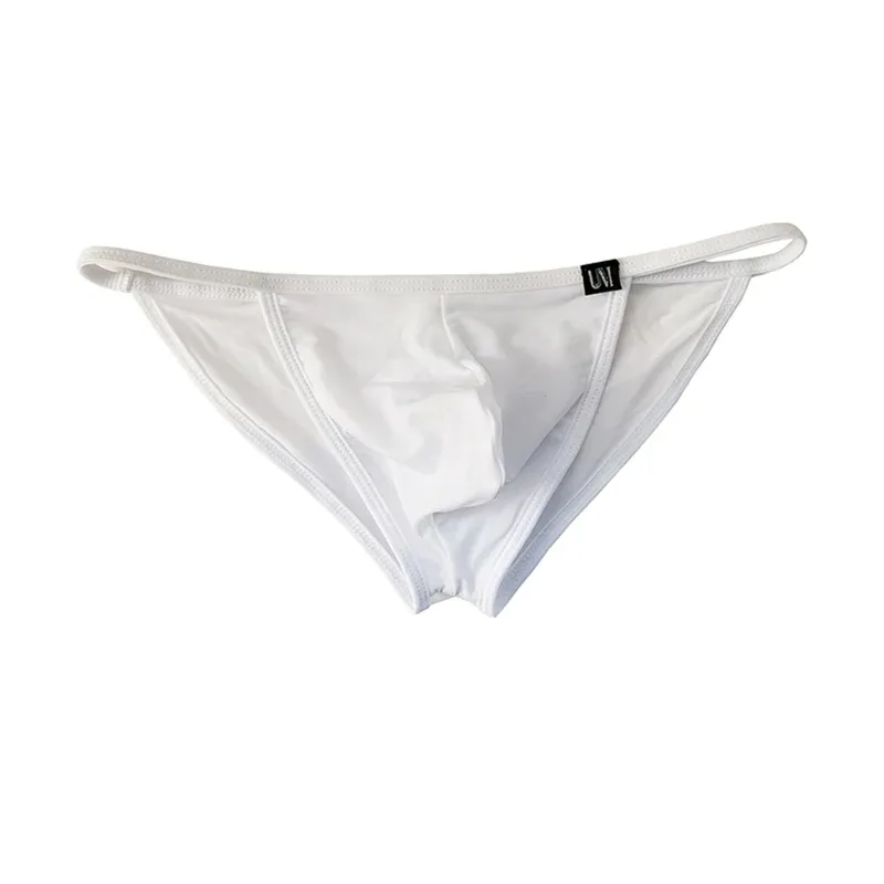 Men's Sexy Briefs Ultrathin Ice Silk Underpants Double Split Bikini Underwear With Holes Personalized U-Convex Design Panties — image 13