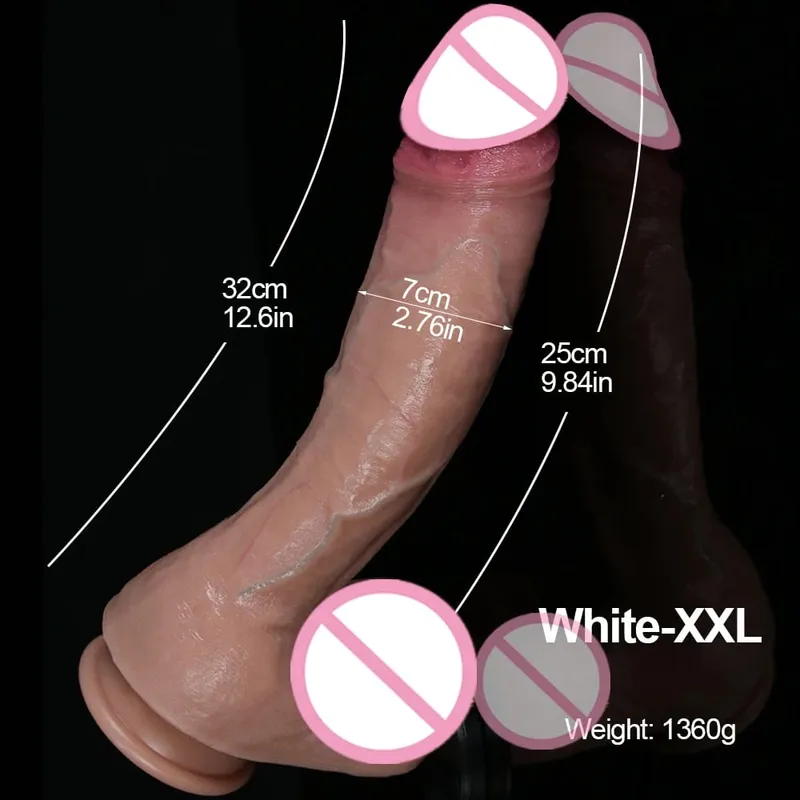 XXL Weißer realistischer Silikondildo, weicher Schwanz, Saugnapf, Penis, Analsexspielzeug, Damen-G-Punkt-Stimulator mit gebogenem Schaft und Kugel — image 2