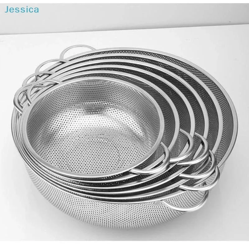♥ Foro da cucina in acciaio inossidabile Setaccio a rete densa Colino Setaccio Cestini per lavare frutta/verdura/riso — image 1
