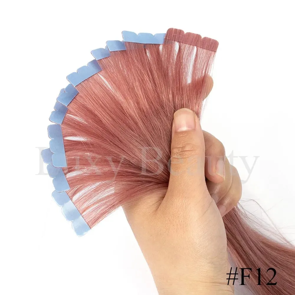 Colored Mini Tape in Hair Extensions Invisible Seamless Tape in Human Hair 10pcs/set Pink Red Green Purple Blue Mini Tape Hair — image 16