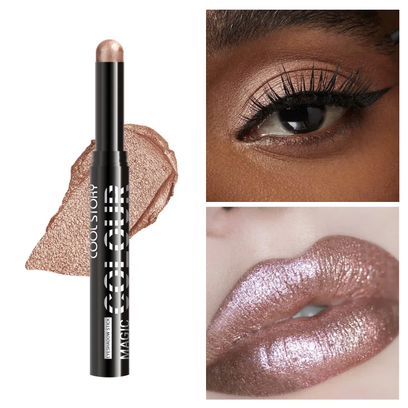 2 en 1 fard à paupières rouge à lèvres bâton crayon imperméable paillettes éclaircir mat ombre à paupières maquillage Pigment fard à paupières stylo — image 13