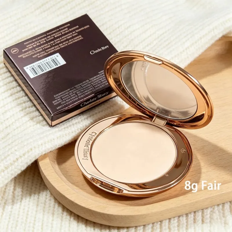 Charlotte Tilbury mate ajuste polvo prensado 4 colores base líquida Hollywood filtro impecable CT bolsa de maquillaje cosméticos de regalo — image 7