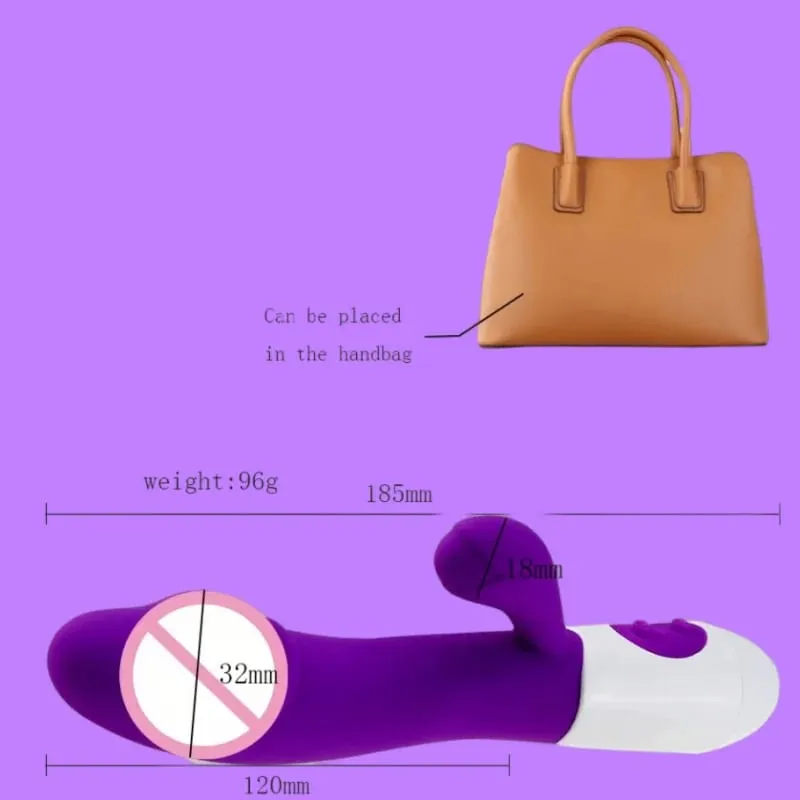 Rabbit Vibrator G-Spot Silicone Dildo Dual Vibrating Clitoris Stimulator 10 Speeds Επαναφορτιζόμενο αδιάβροχο σεξ παιχνίδι για γυναίκες — image 5