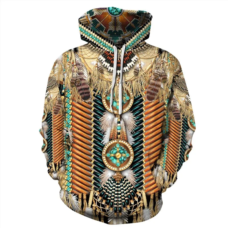 Fashionable 3D Printed Bohemian Pattern Men's Top Fashionable Men's Loose Large Sports Hoodie Street Retro Long Sleeve Hoodie — image 5