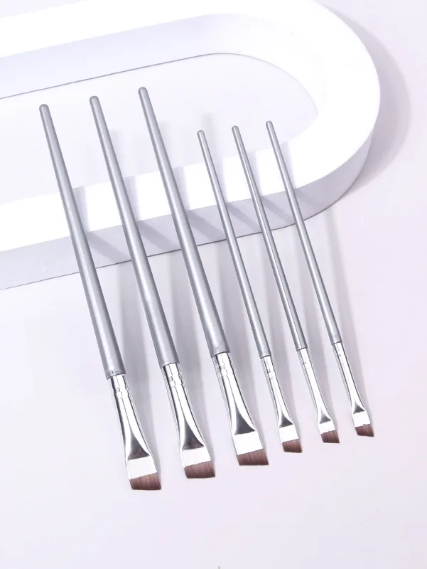 6 adet ince Eyeliner makyaj fırçası seti ince astar fırçaları profesyonel açılı kaş fırçası yüksek kaliteli kaş kontur makyaj aracı
