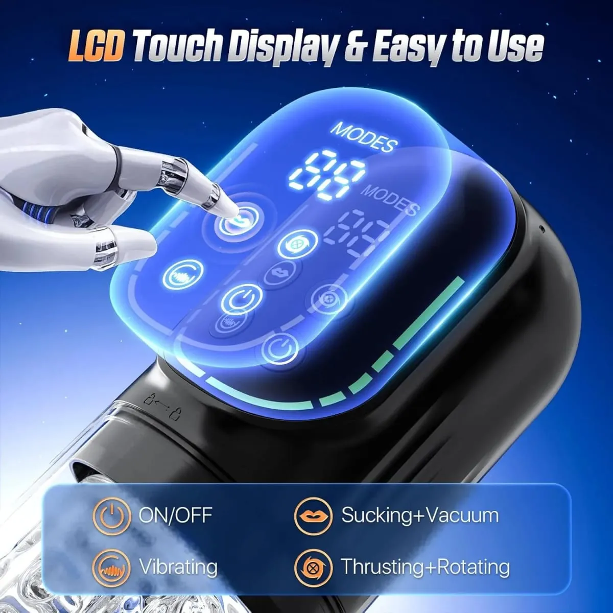 Putaran Tujahan Automatik Lelaki Melancap Menghisap Menjilat LCD Vakum Pam Zakar SPA Air Mainan Seks Faraj Poket Sebenar untuk Lelaki — image 5