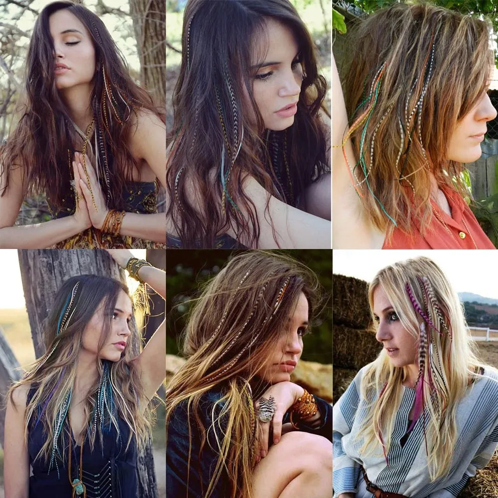 Synthetic Colored for Hair Feather Extensions 20 30 40 50 Pieces Tip 16inch Synthetic Hairpiece Zebra Feather Hair Extensions — image 6