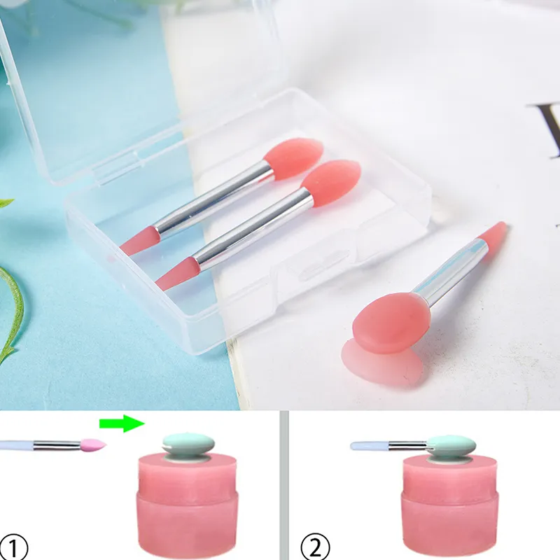 【M】3PCS Silicone Lip Balms Lip Mask Brush With Sucker Dust Cover Makeup Brushes Lip Film Anti-lost Dust Cover — image 2