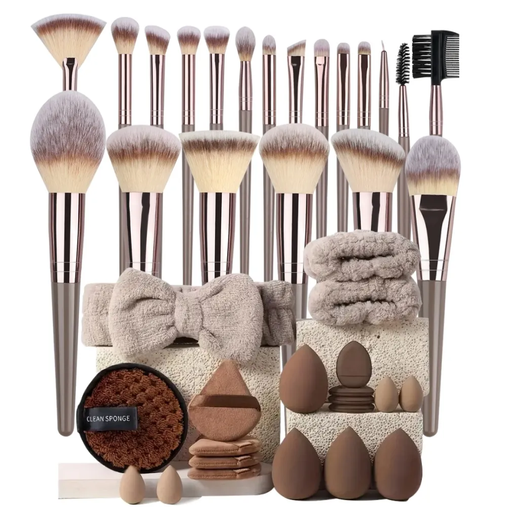 סט מברשות איפור 3-20 יחידות צלליות Fluffy Foundation קונסילר סומק סימון תיבת אחסון קוסמטיקה לנשים כלי יופי — image 1